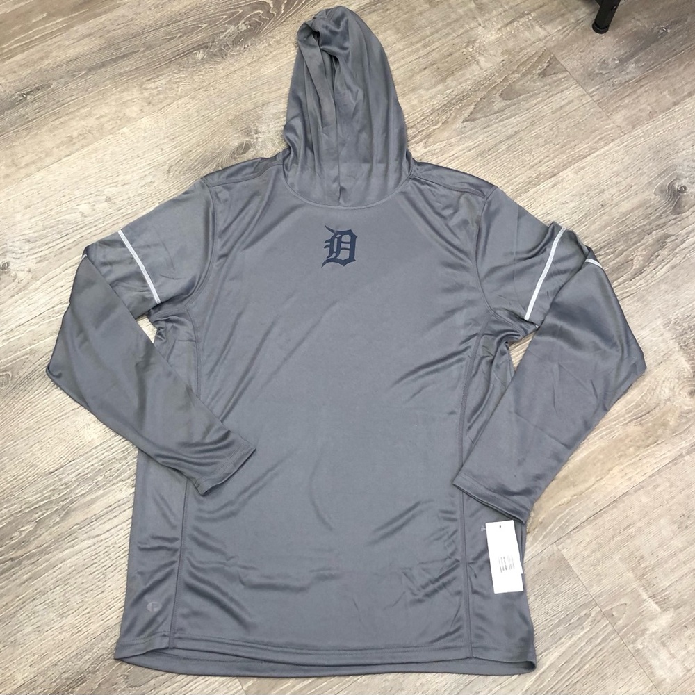 Detroit Tigers Gray Hooded Long Sleeve Shirt sweatshirt